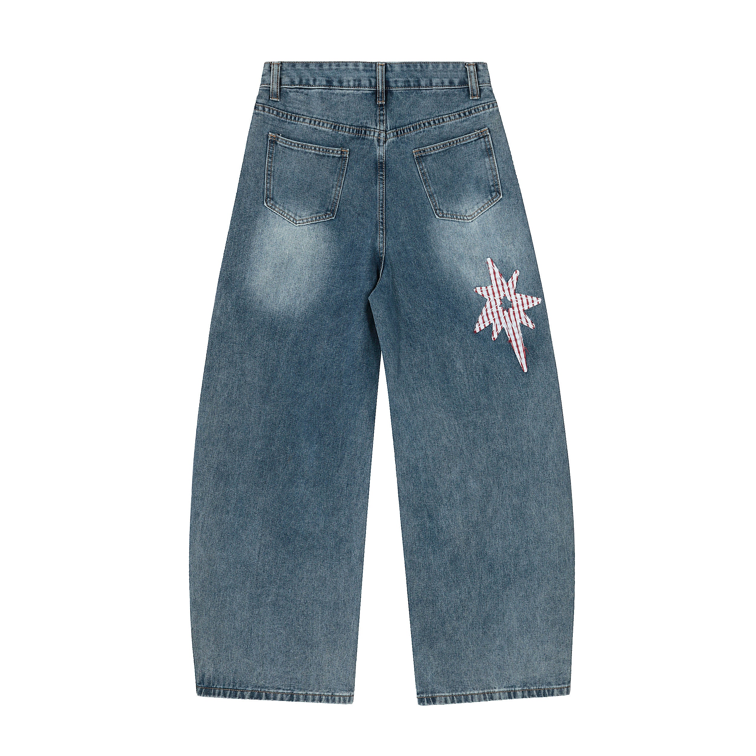 Gingham star | Patchwork straight denim