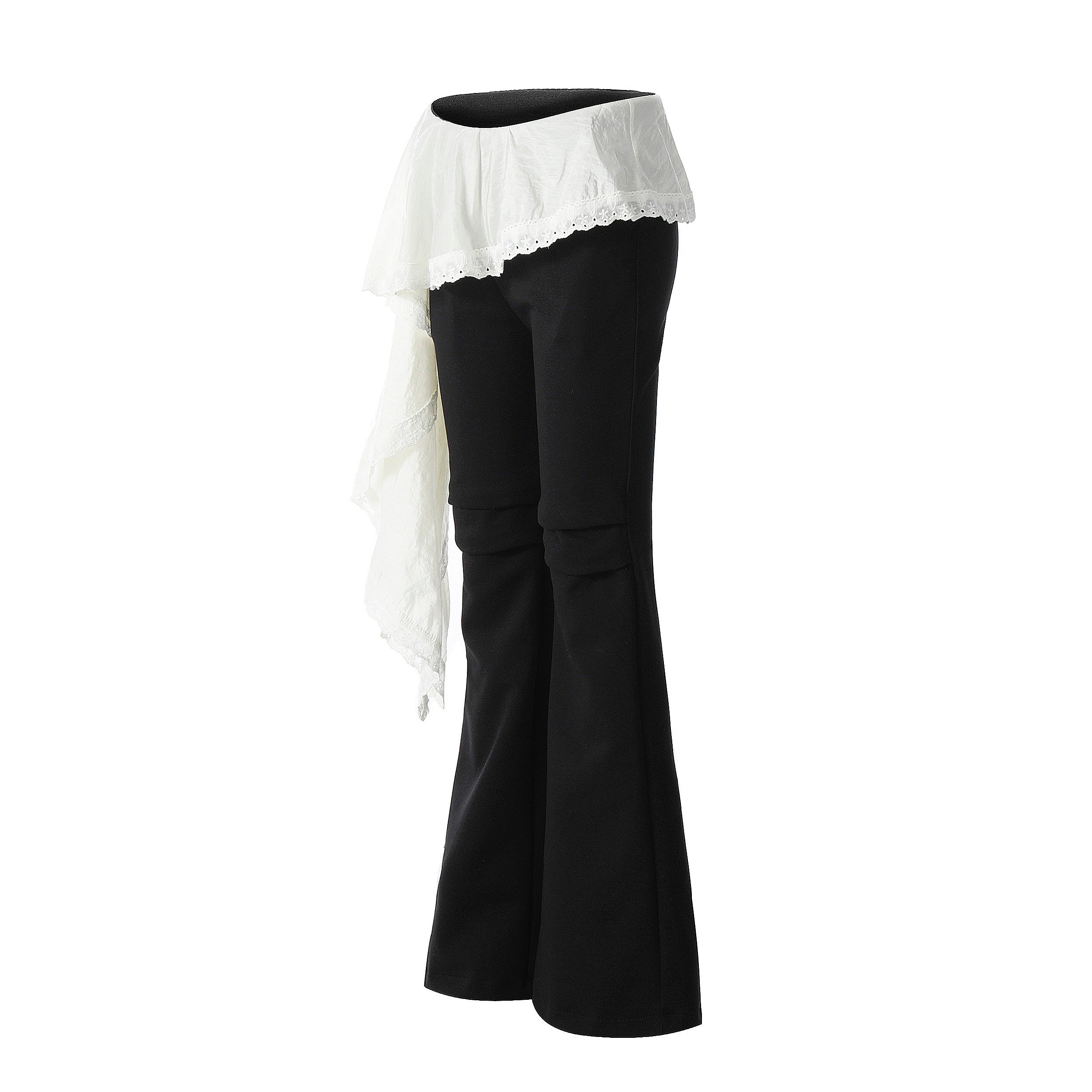 Asym Draper | Flared Pants with White Draped Skirt Layer
