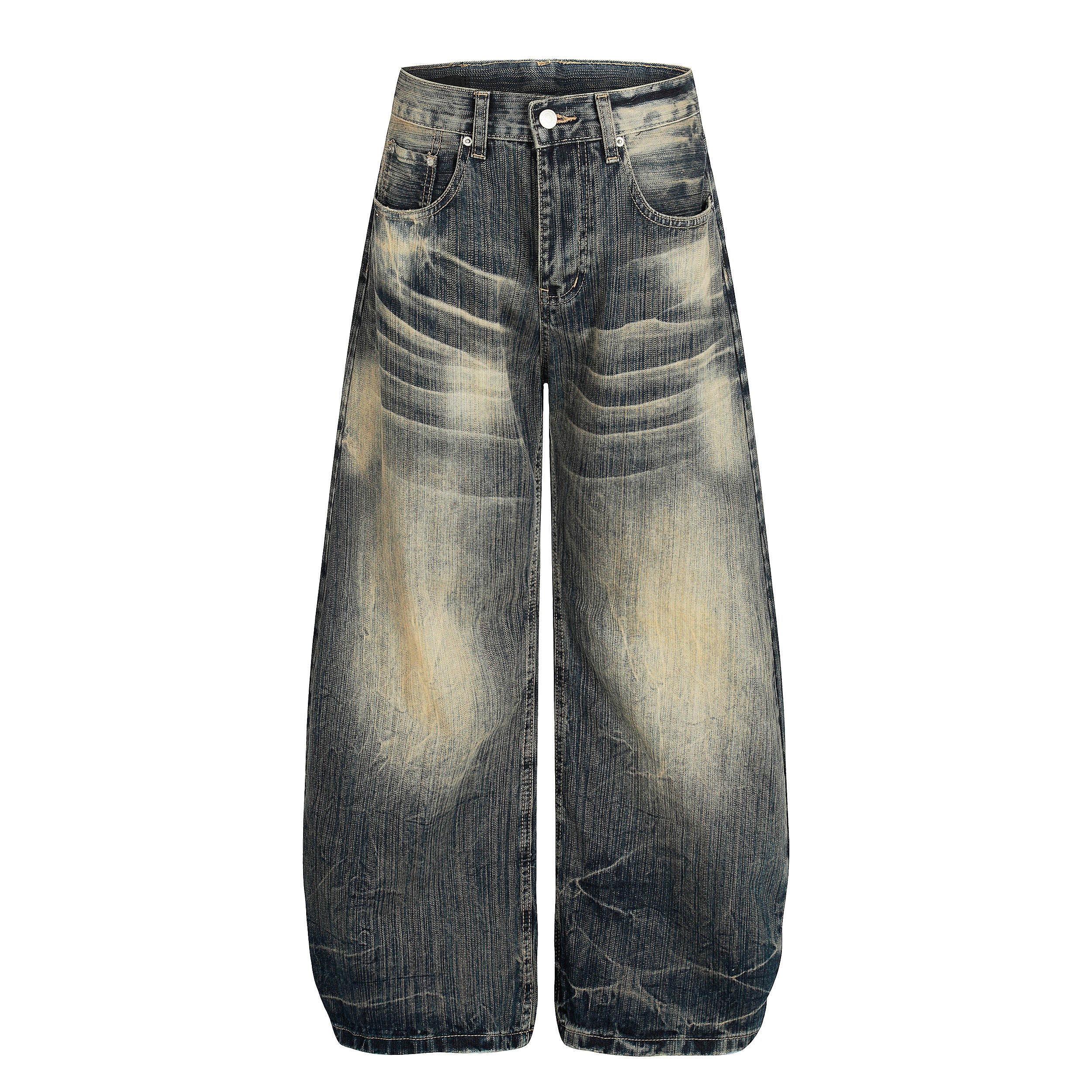 Echo Fade | Distressed Wash Wide-Leg Jeans