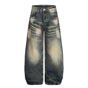 Echo Fade | Distressed Wash Wide-Leg Jeans