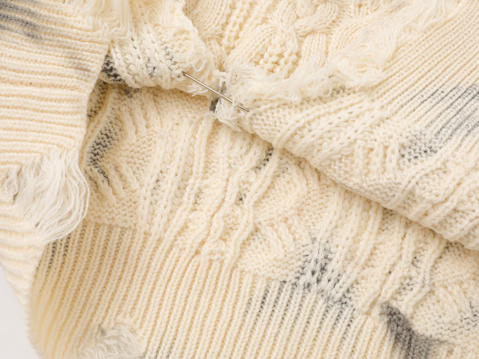 Charcoal Fade | Distressed Tie-Dye Knit Pullover