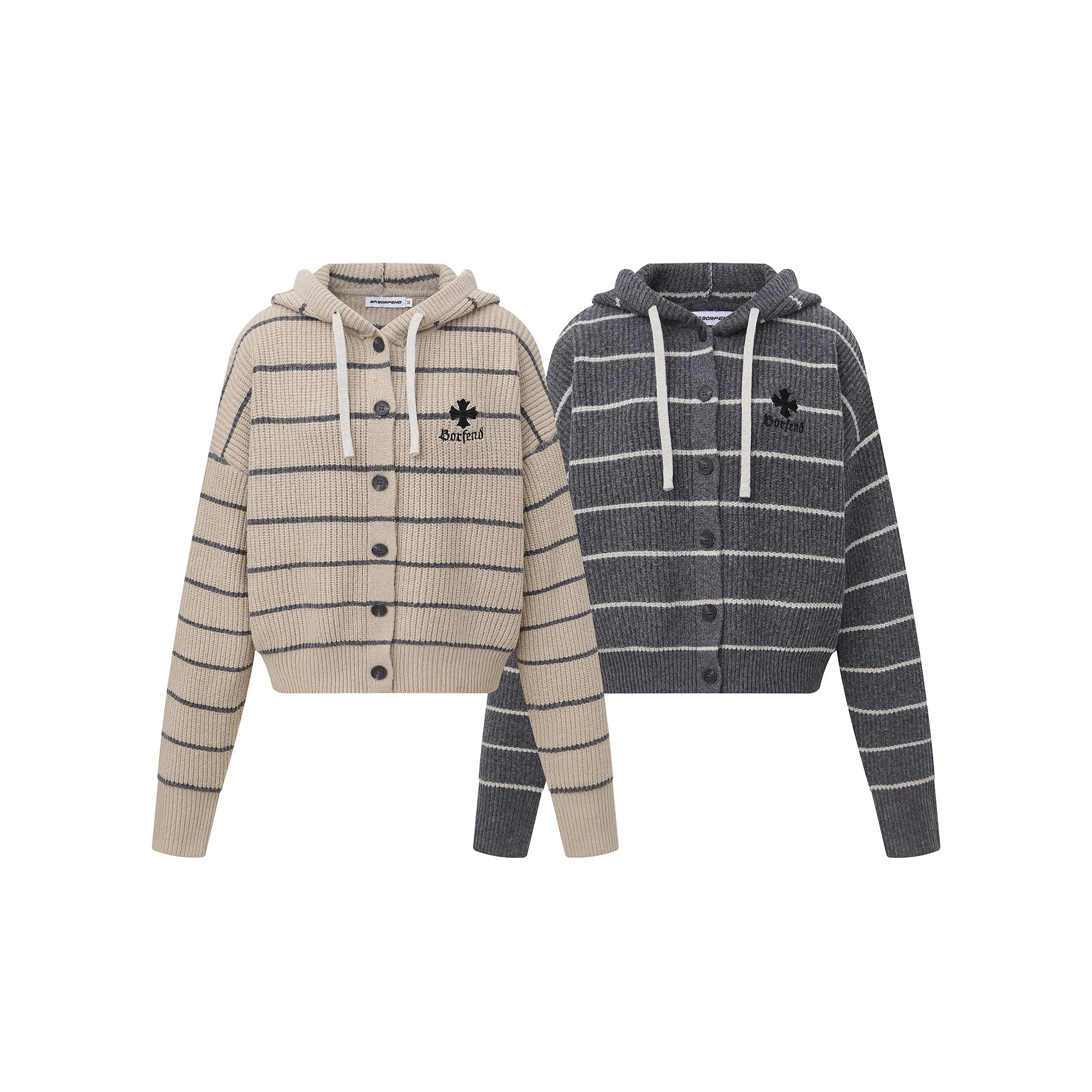 Stripe Hoodie | Button-Up Knit Cardigan