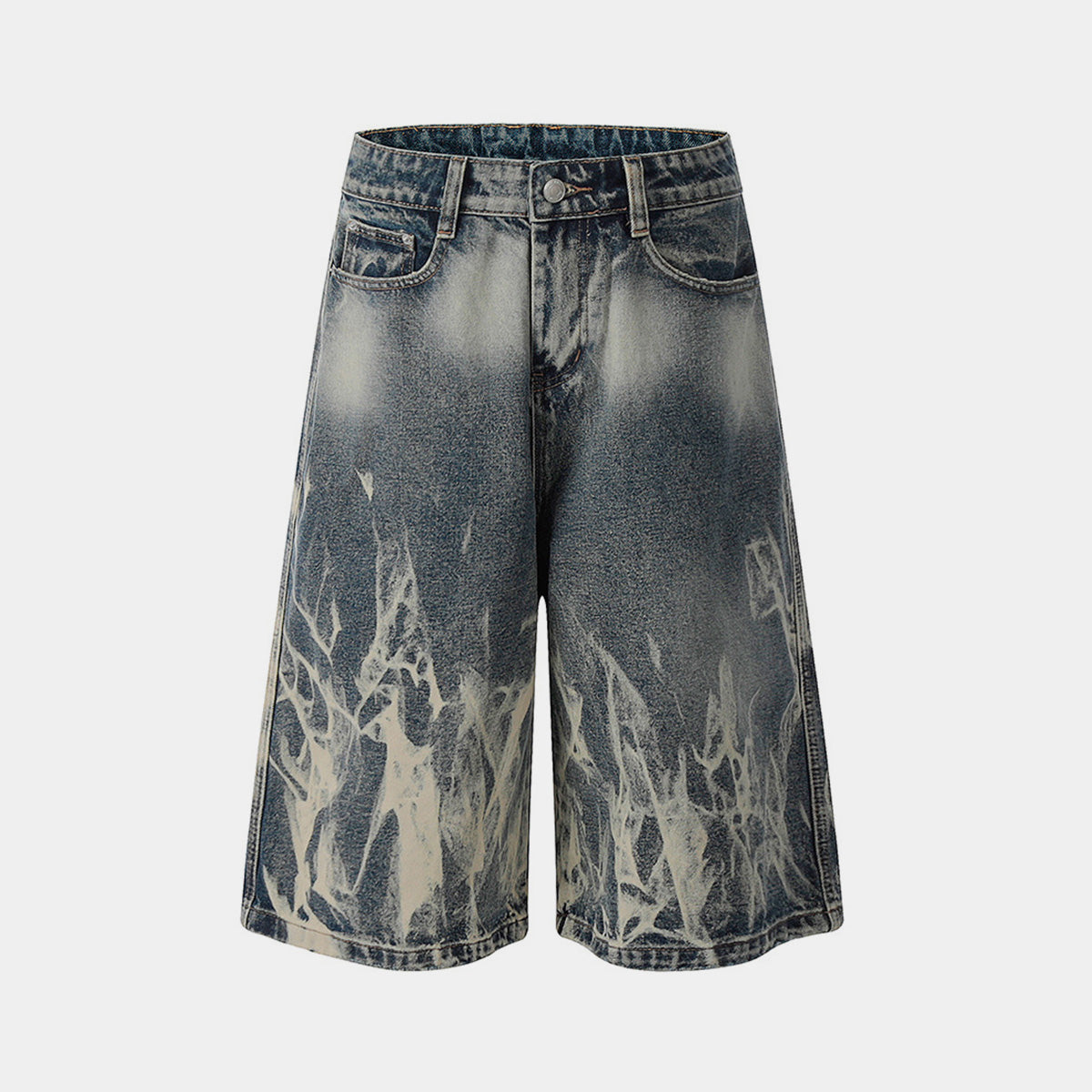 Bleached Denim | Distressed Wide-Leg Shorts