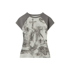 Grunge Cross | Fitted Graphic Raglan Tee