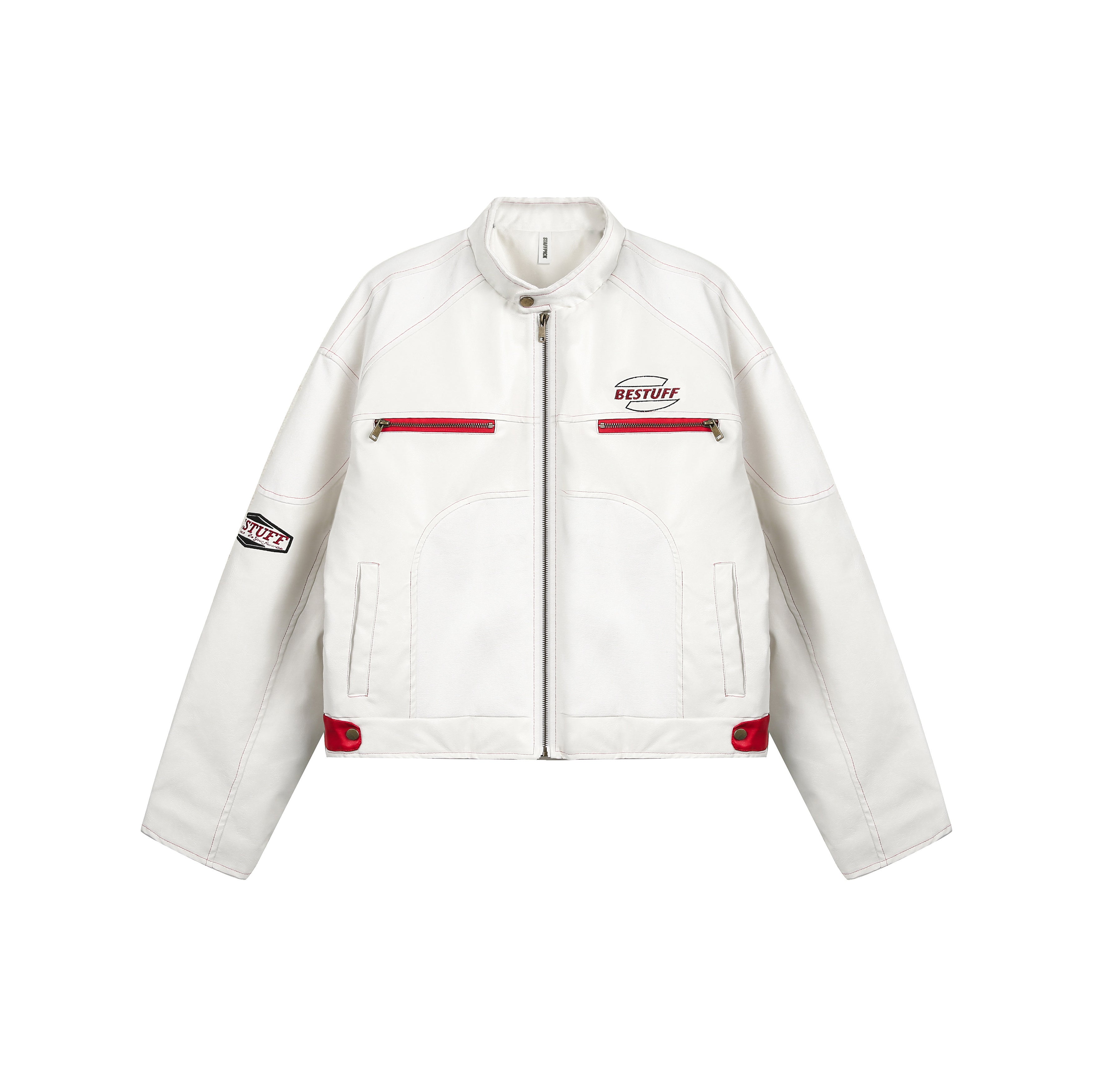 Race Zone | Moto-Inspired White Zip Jacket