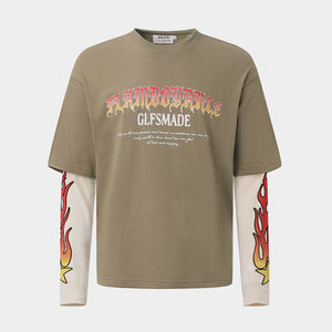 Vintage Flame Letter | Contrast Sweatshirt - Santo