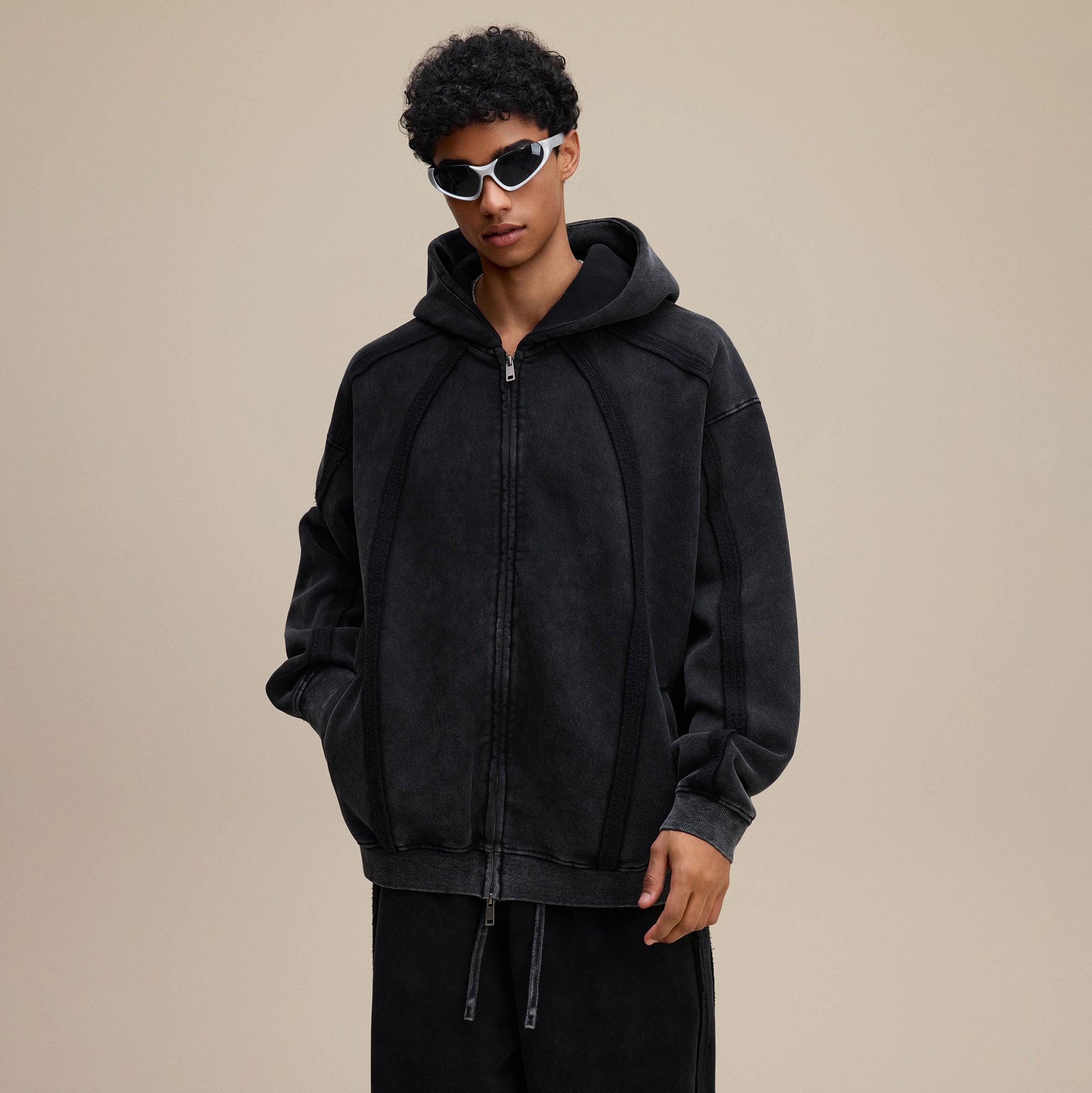 Structured Panel | Oversized Zip-Up Hoodie