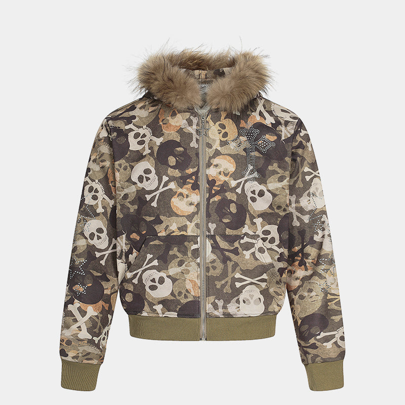 Streetwear Style | Skull Print Fur Jacket