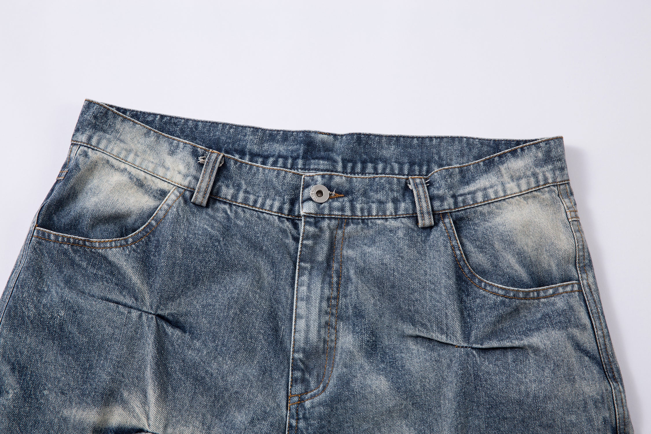 Washed Grid Pleat | Denim Jeans