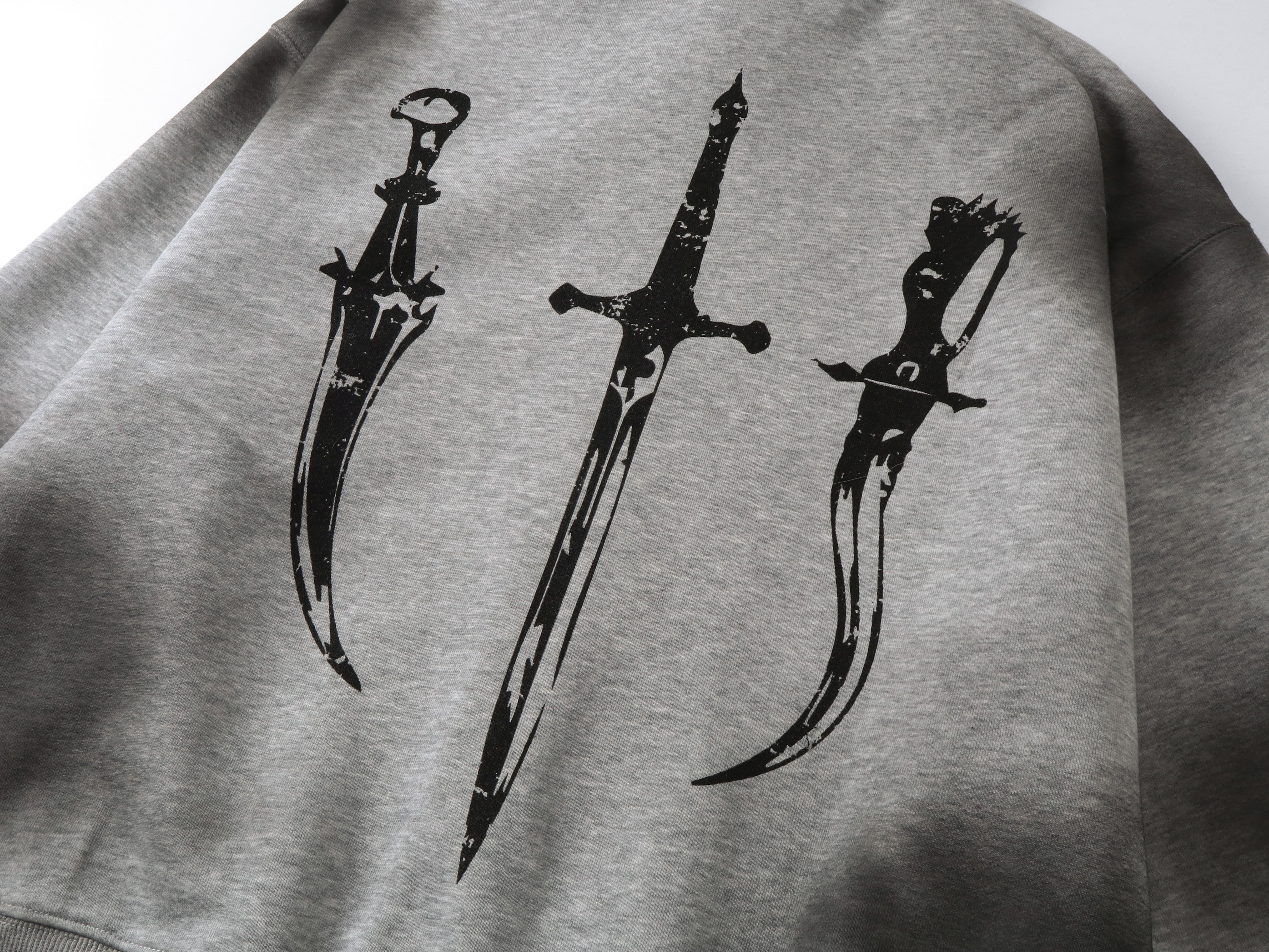 Gothic Distressed Print | Zip-Up Hoodie
