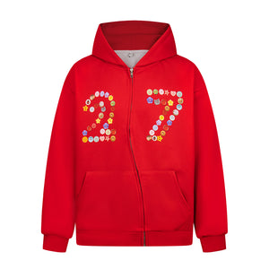 Emoji Art 27 Print | Zip-Up Hoodie - Santo
