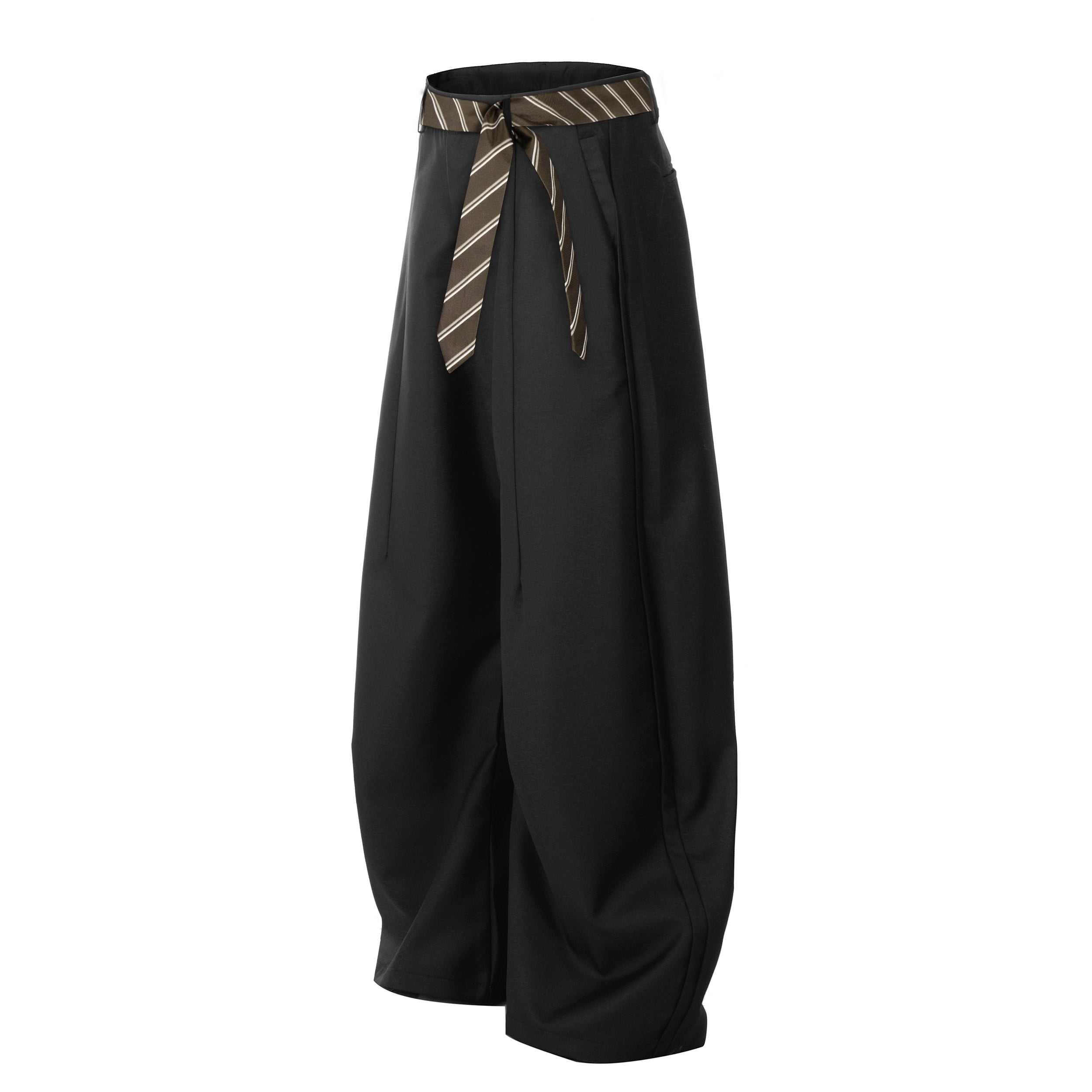 Pinstripe Twist | Belted Tailored Trousers