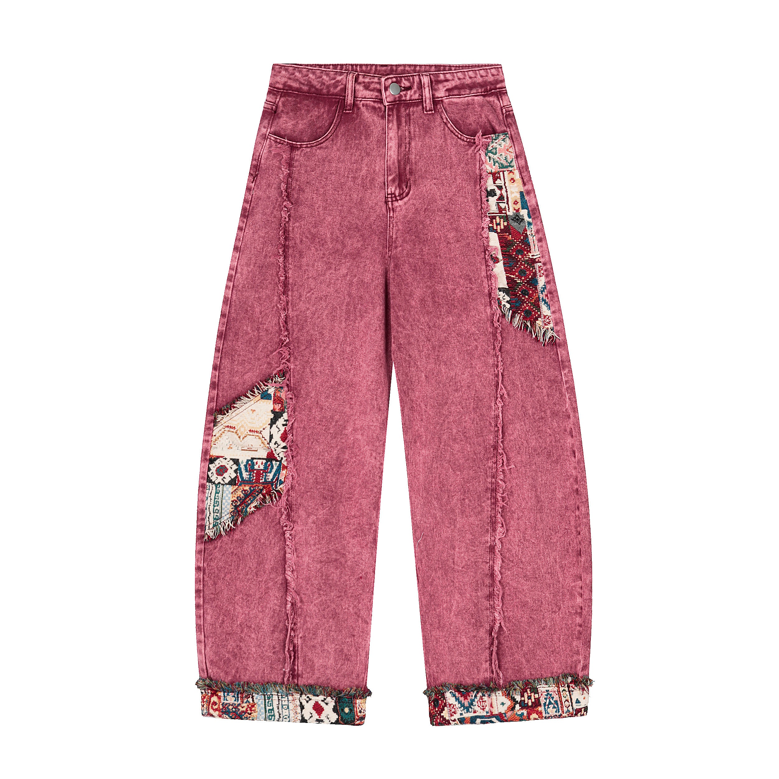 Patch Dream | Washed Rose Jeans with Tapestry Accents