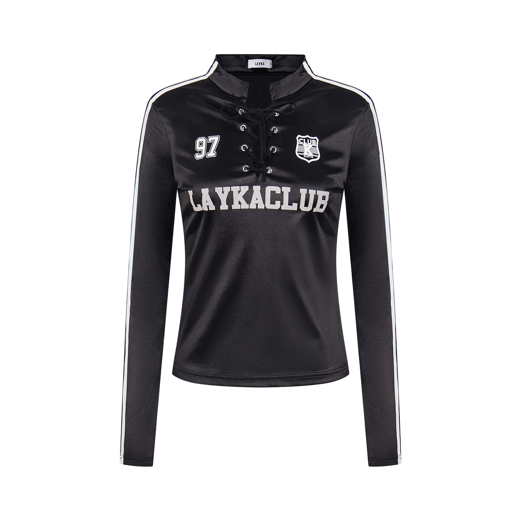 Lace-Up Club | Satin Sports Jersey Top