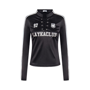 Lace-Up Club | Satin Sports Jersey Top