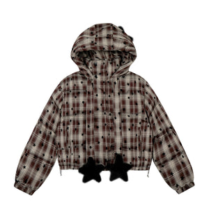 Plaid Spark | Star-Print Cropped Hoodie
