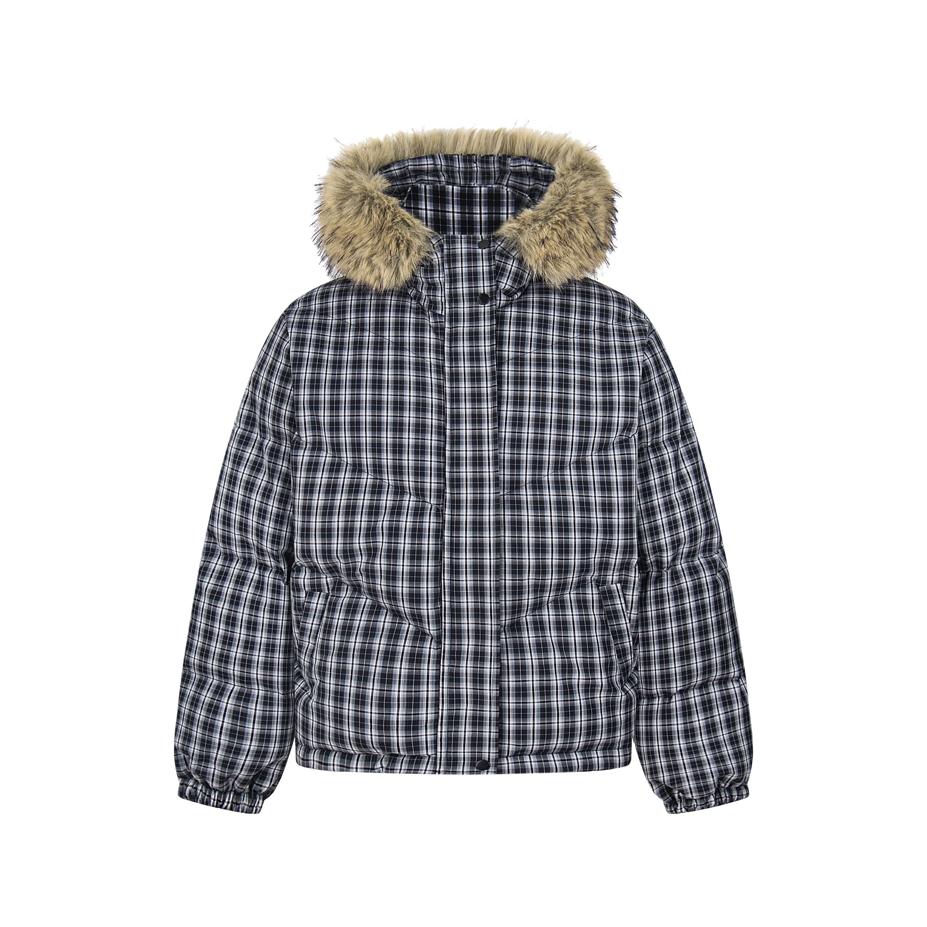 Winter Nest | Faux Fur Trimmed Plaid Puffer