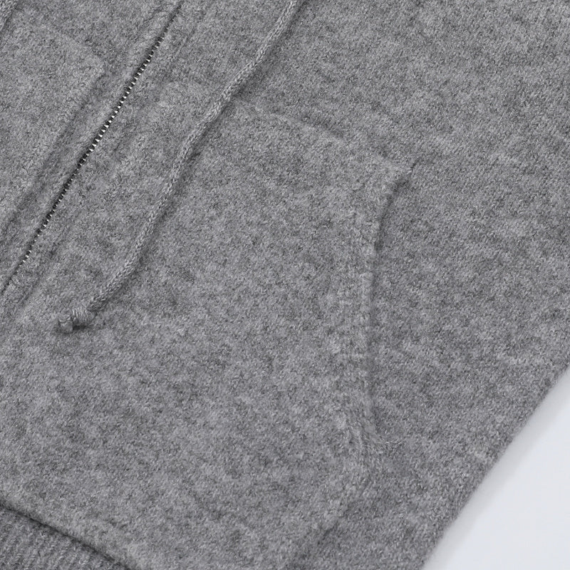 Offtrack Zip | Off-Shoulder Knit Hoodie