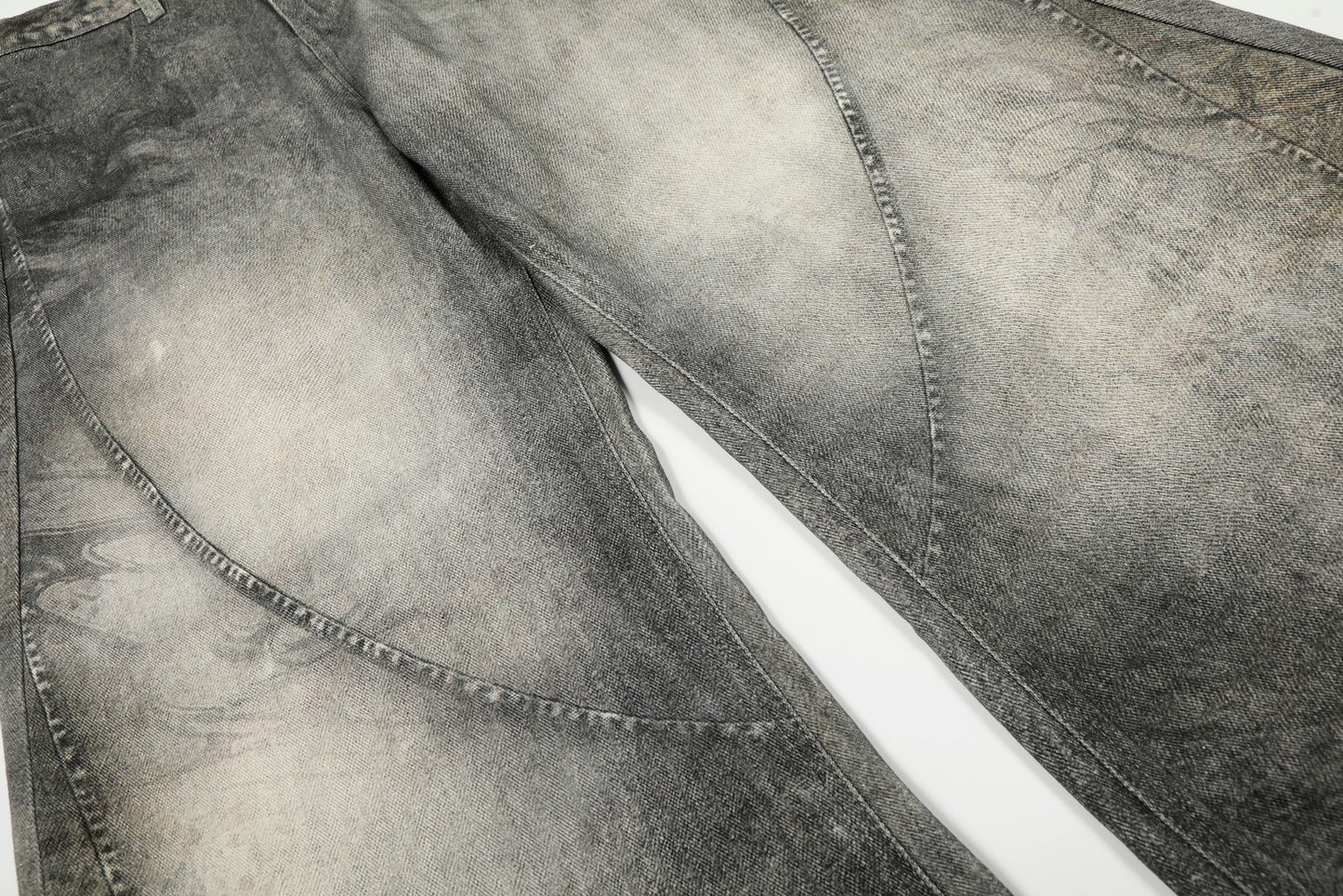 Vintage Heavy Distressed Washed Barrel Jeans