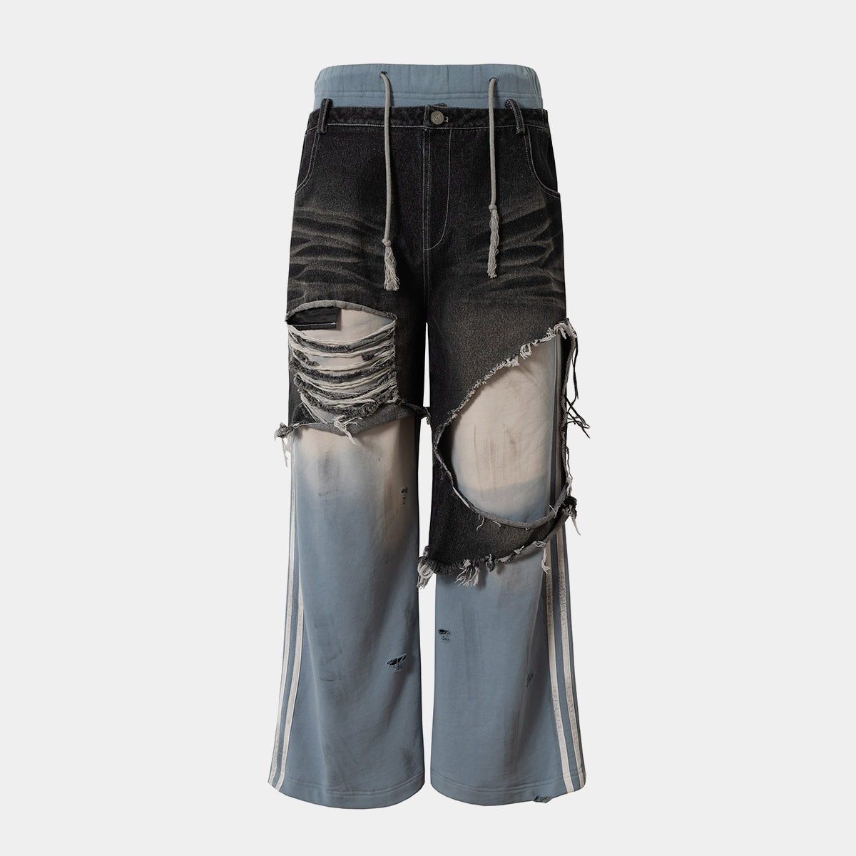 Deconstructed Distressed | Striped Jeans - Santo
