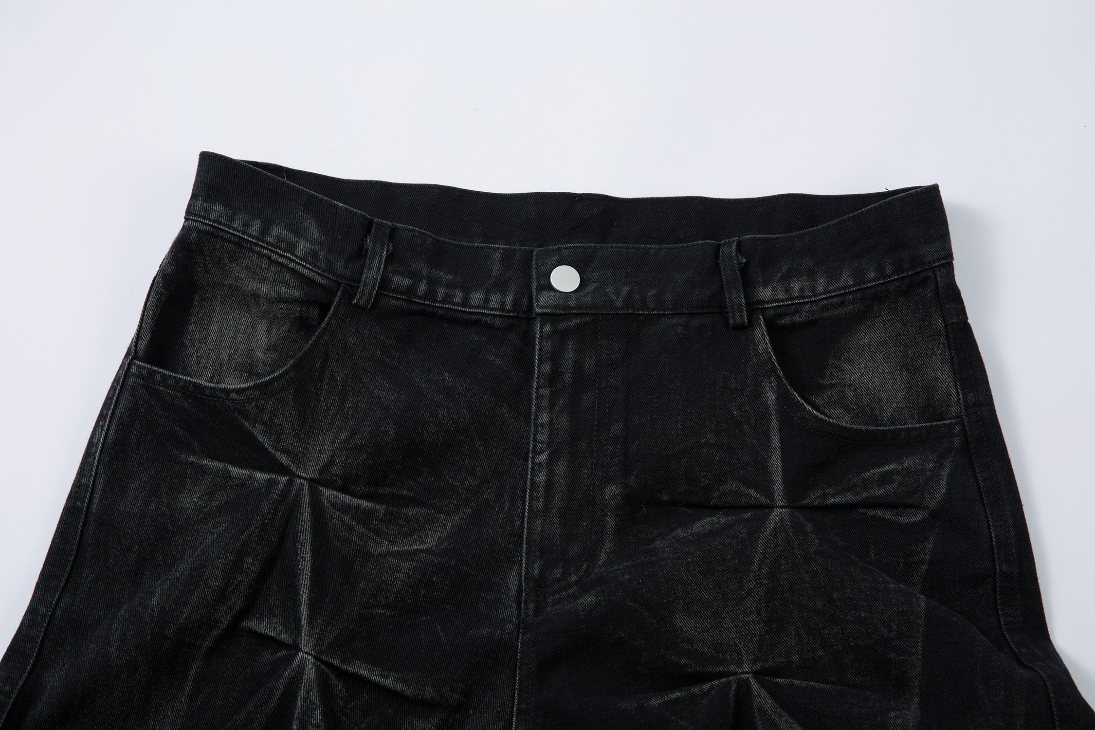 Washed Distressed Pleated | Baggy Jeans