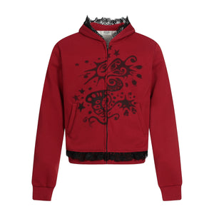 Gothic Spray Print | Zip Up Hoodie - Santo