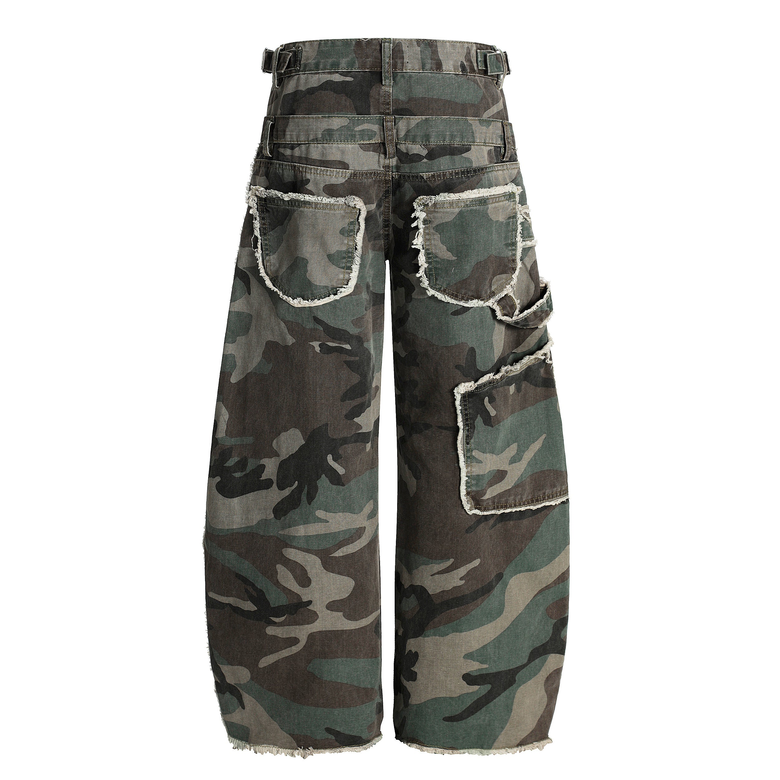 Phantom Camo | Layered Waist Baggy Cargo Pants