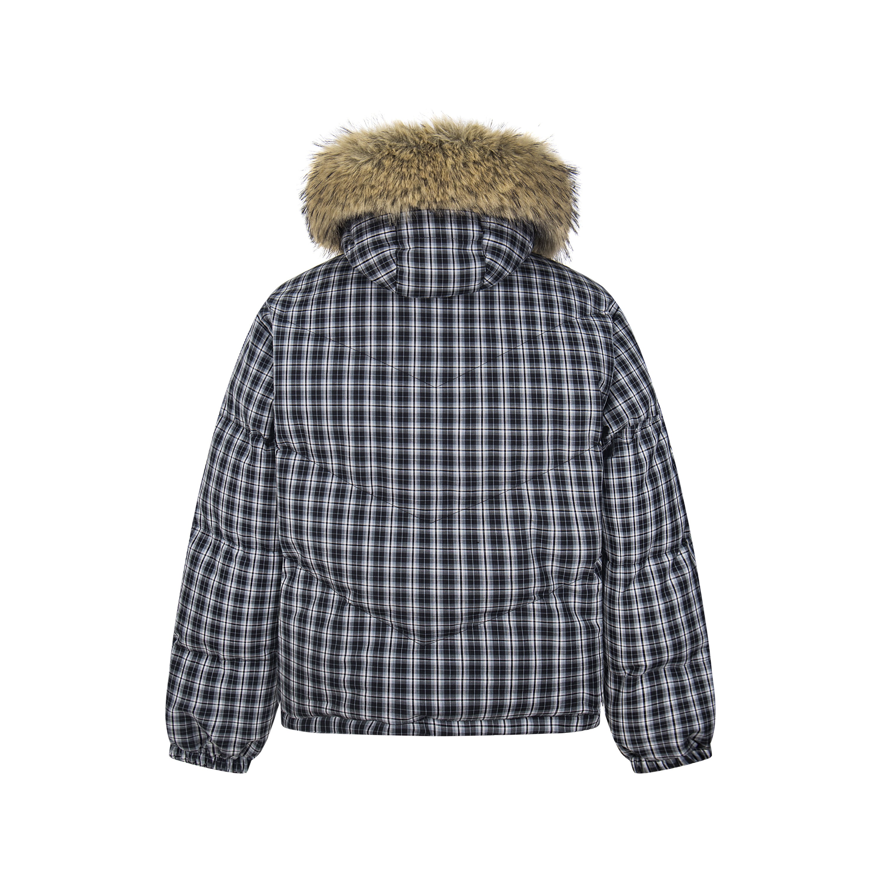 Winter Nest | Faux Fur Trimmed Plaid Puffer