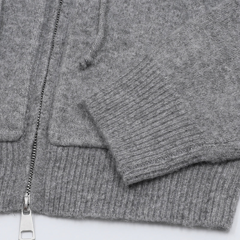 Offtrack Zip | Off-Shoulder Knit Hoodie