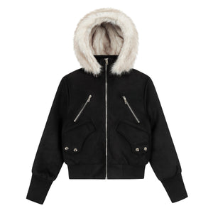 Urban Luxe | Bomber Jacket with Faux Fur Trim