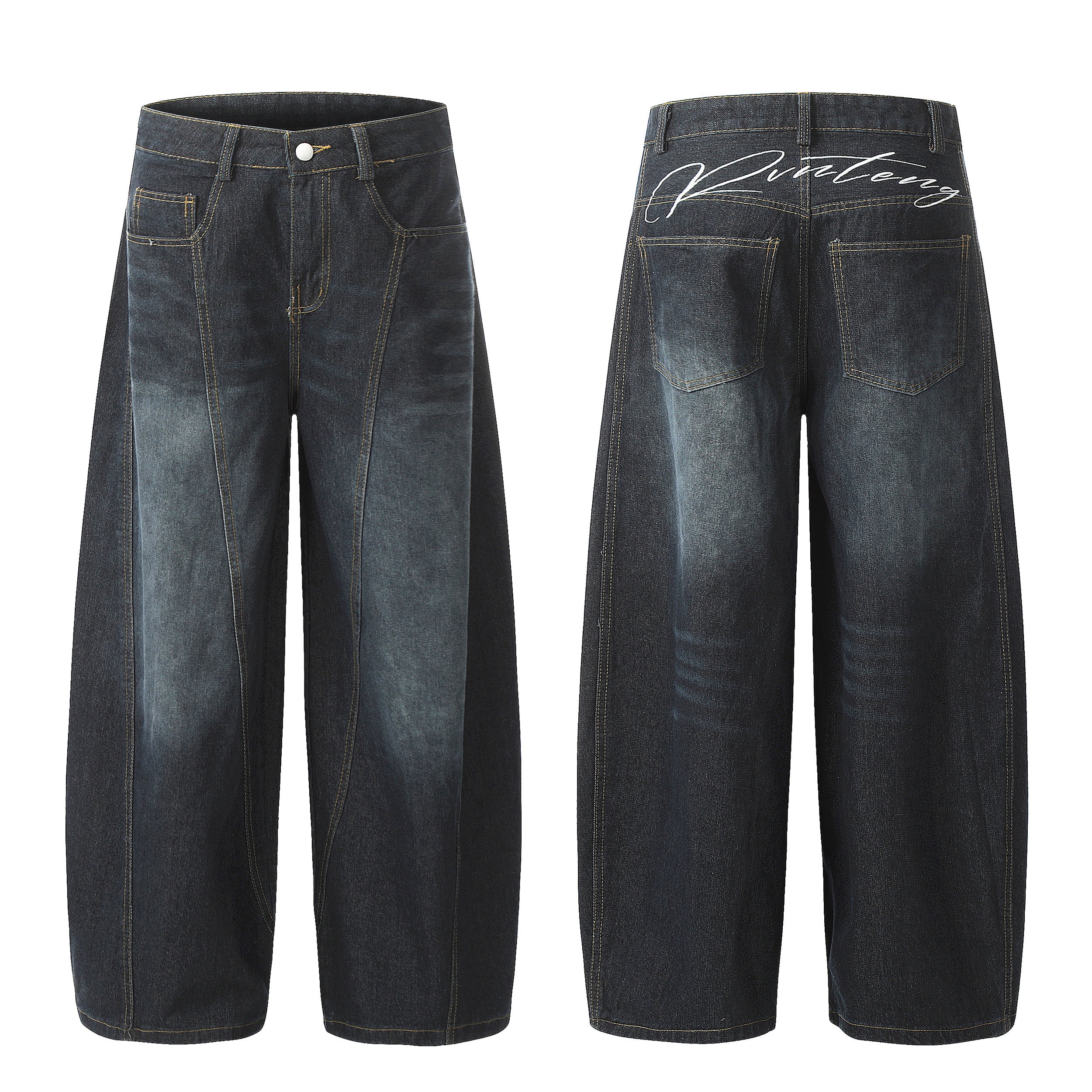 Unisex Faded Oversized Balloon Jeans