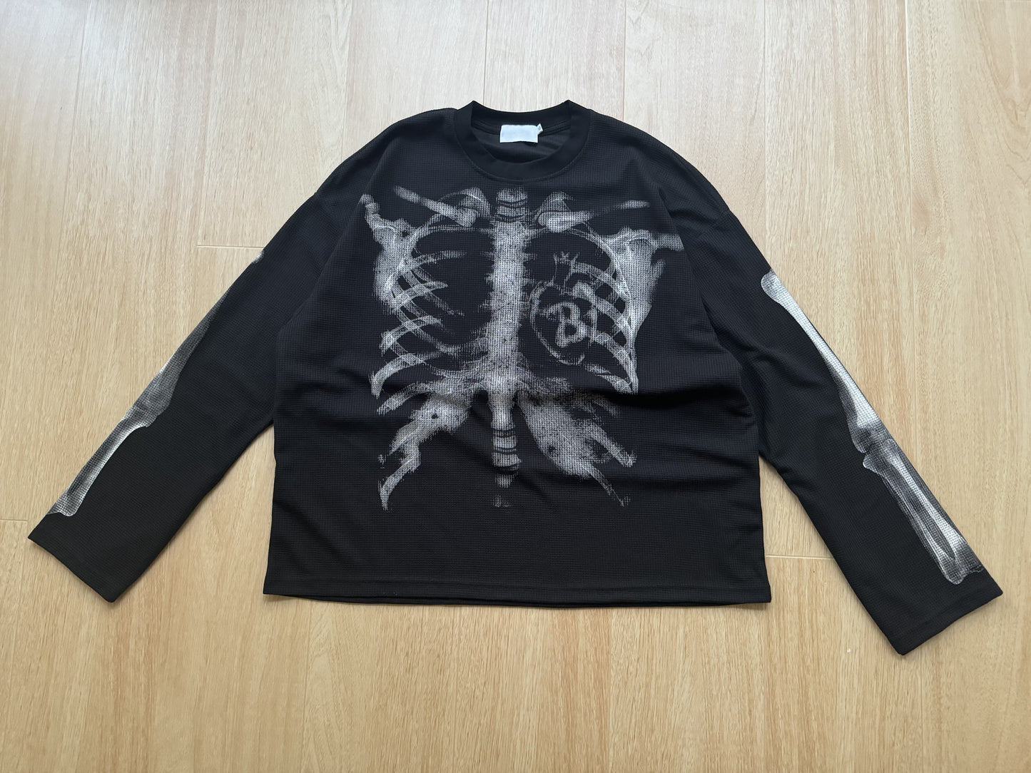 X-Ray Skeleton | Waffle Long Sleeve T-Shirt - Santo