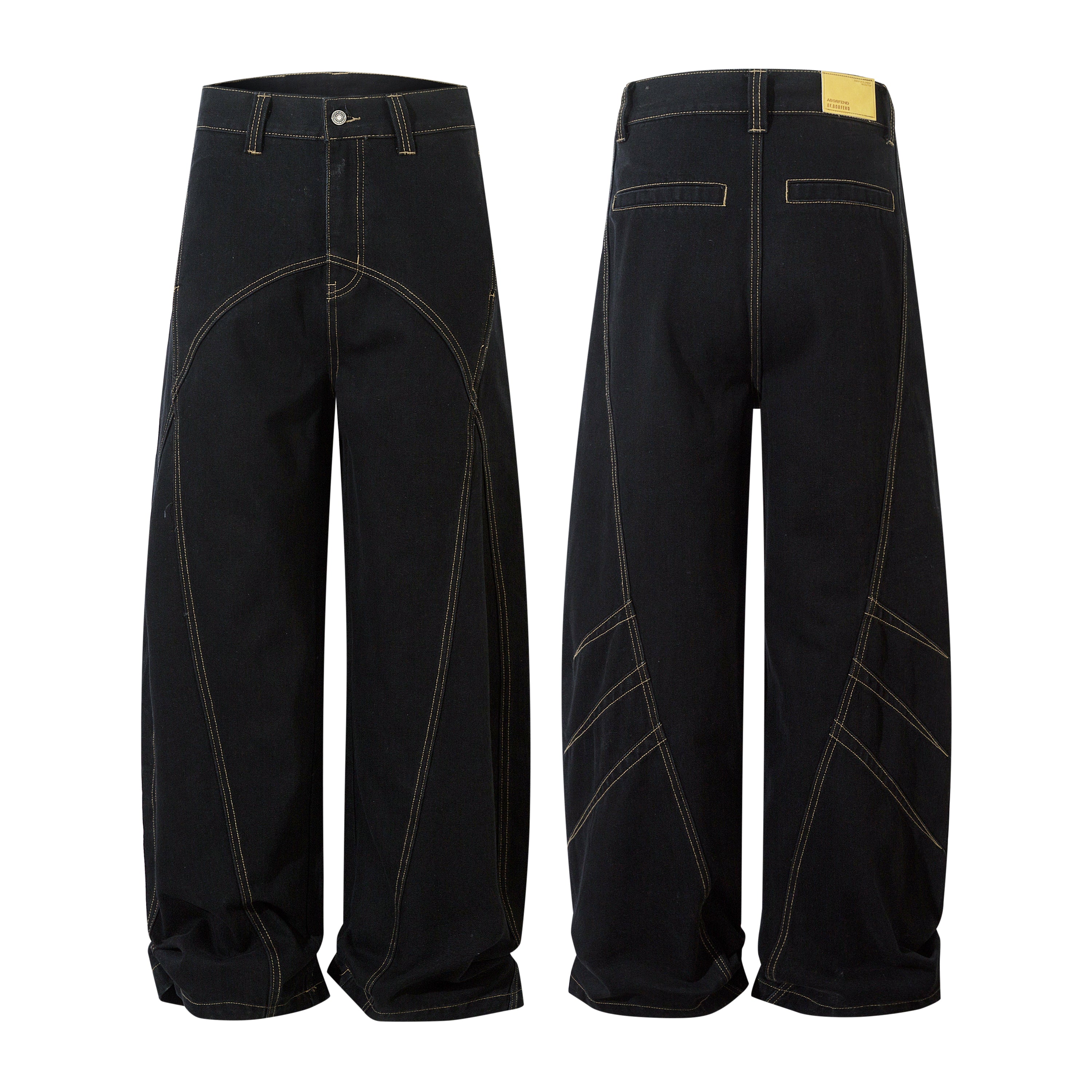 Geometric Stitch | Black Jeans - Santo