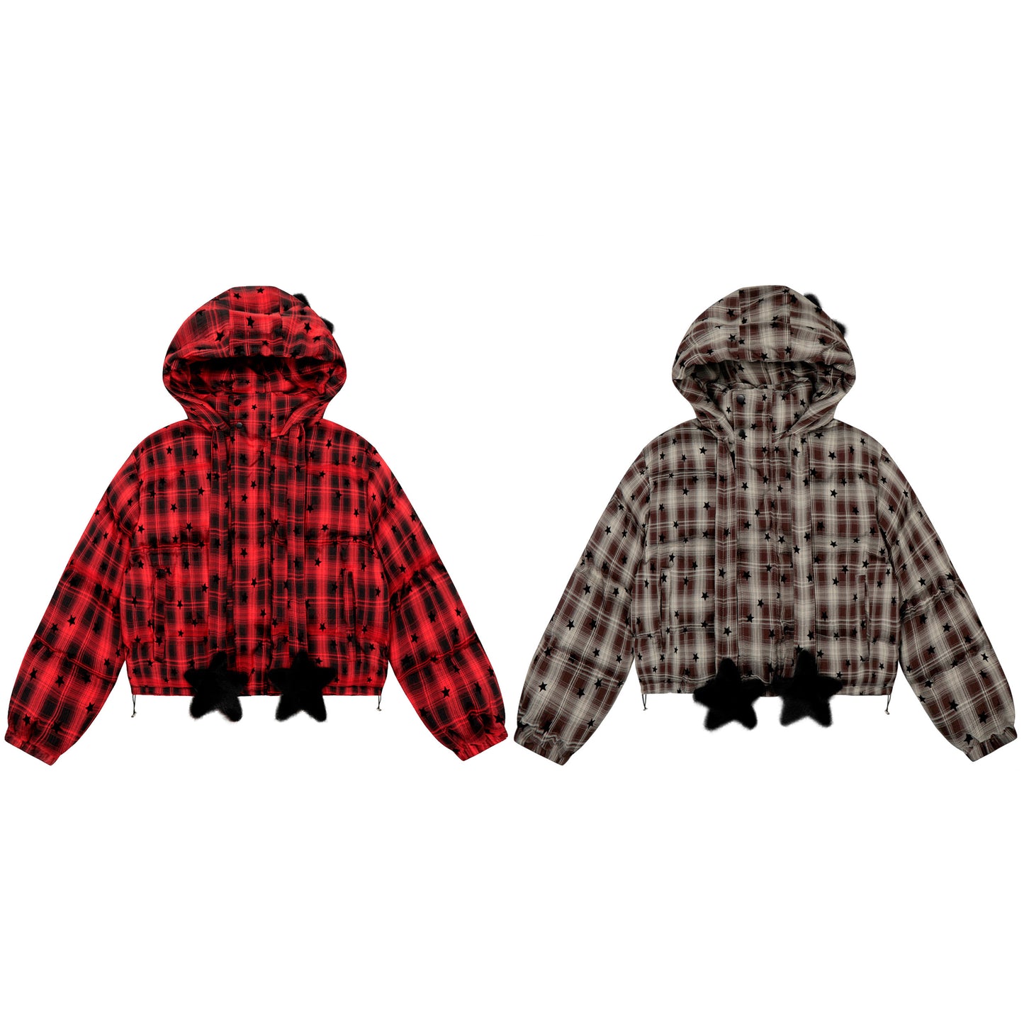 Plaid Spark | Star-Print Cropped Hoodie