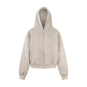 STRIPE CLOUD | Minimalist Knit Zip Hoodie