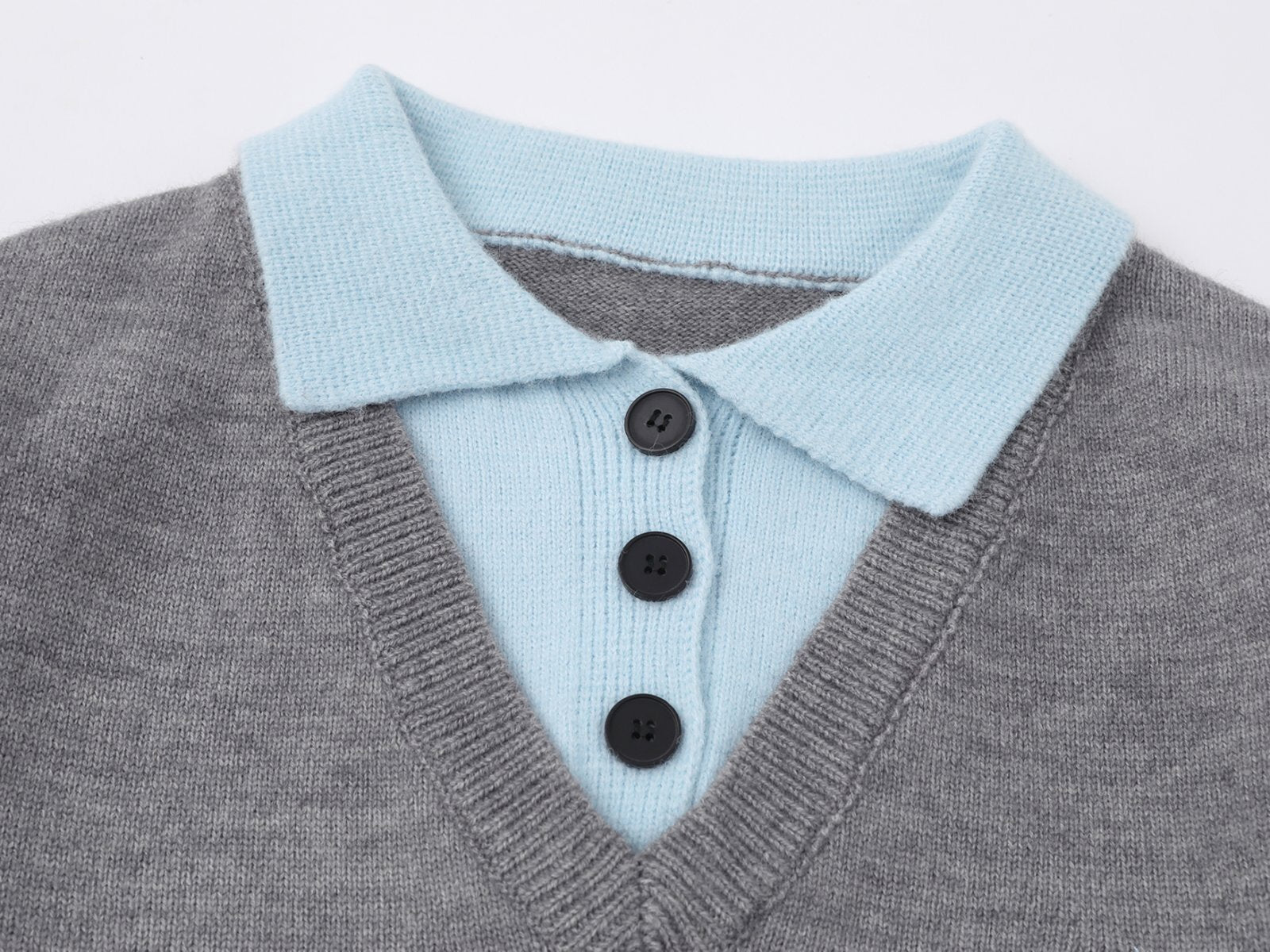 Classic Line | Contrast Collar Knit Polo Sweater