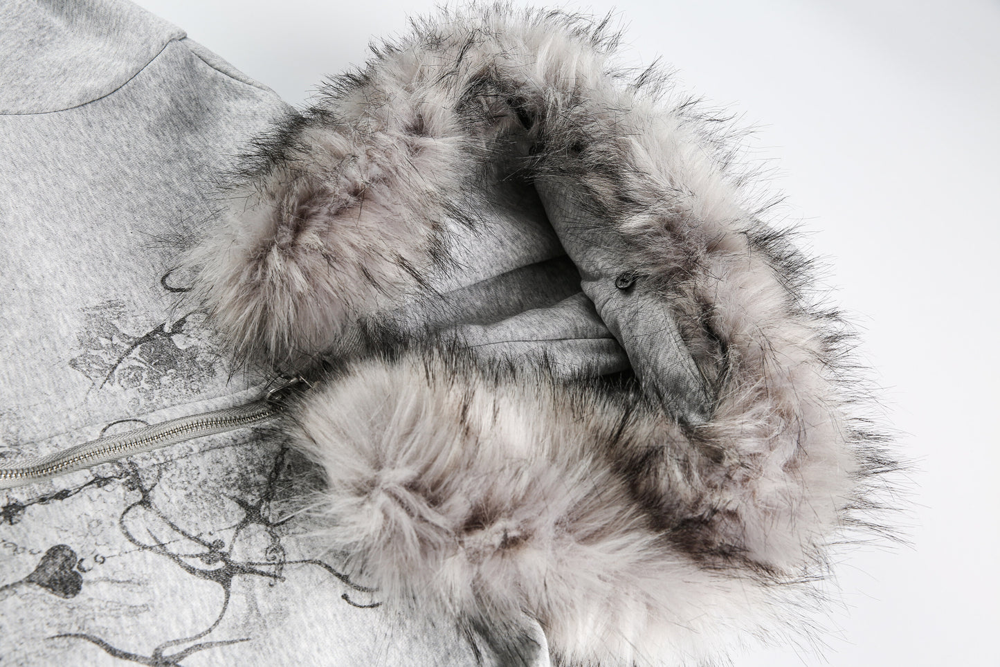 Gothic Fur Collar | Zip Up Hoodie - Santo