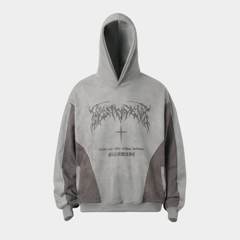 Metal Letter Cross Print | Gothic Hoodie - Santo