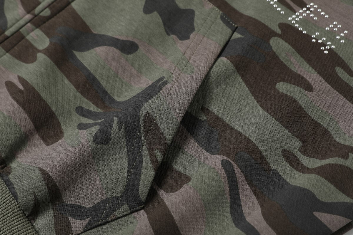 Rhinestone Camo | Zip-Up Hoodie - Santo