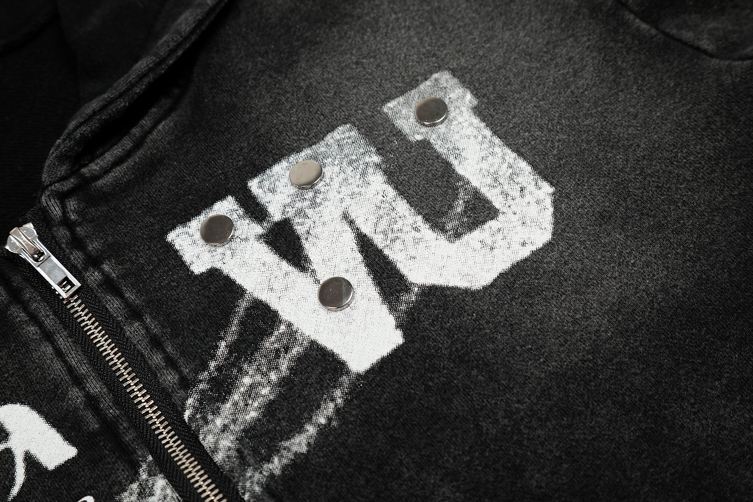 Washed Gradient | Black Zip Up Hoodie - Santo