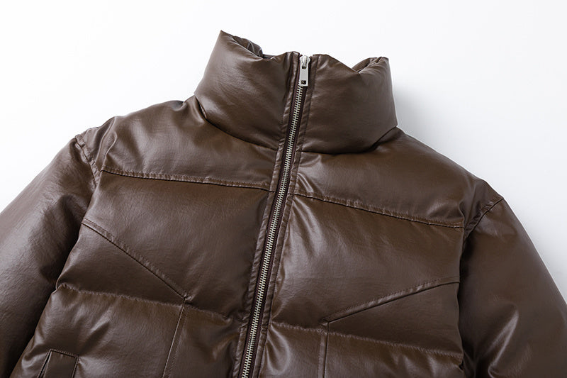 Leather Padded | Short Puffer Jacket