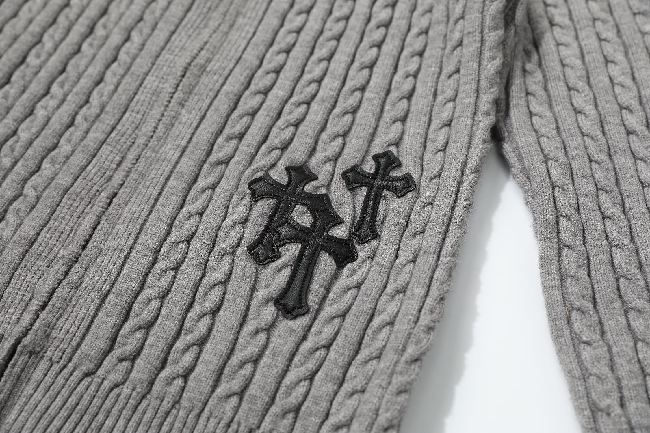 Fuzzy Pup | Striped Knit Cardigan with Dog Embroidery