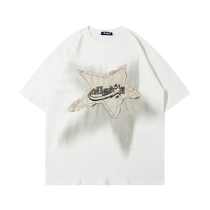 Star Patch | Hip Hop Embroidery Graphic T Shirt - Santo