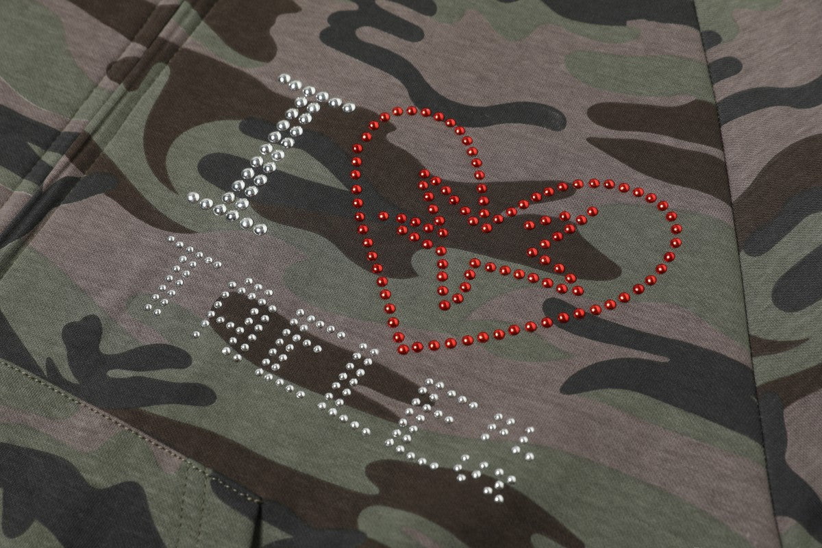 Rhinestone Camo | Zip-Up Hoodie - Santo