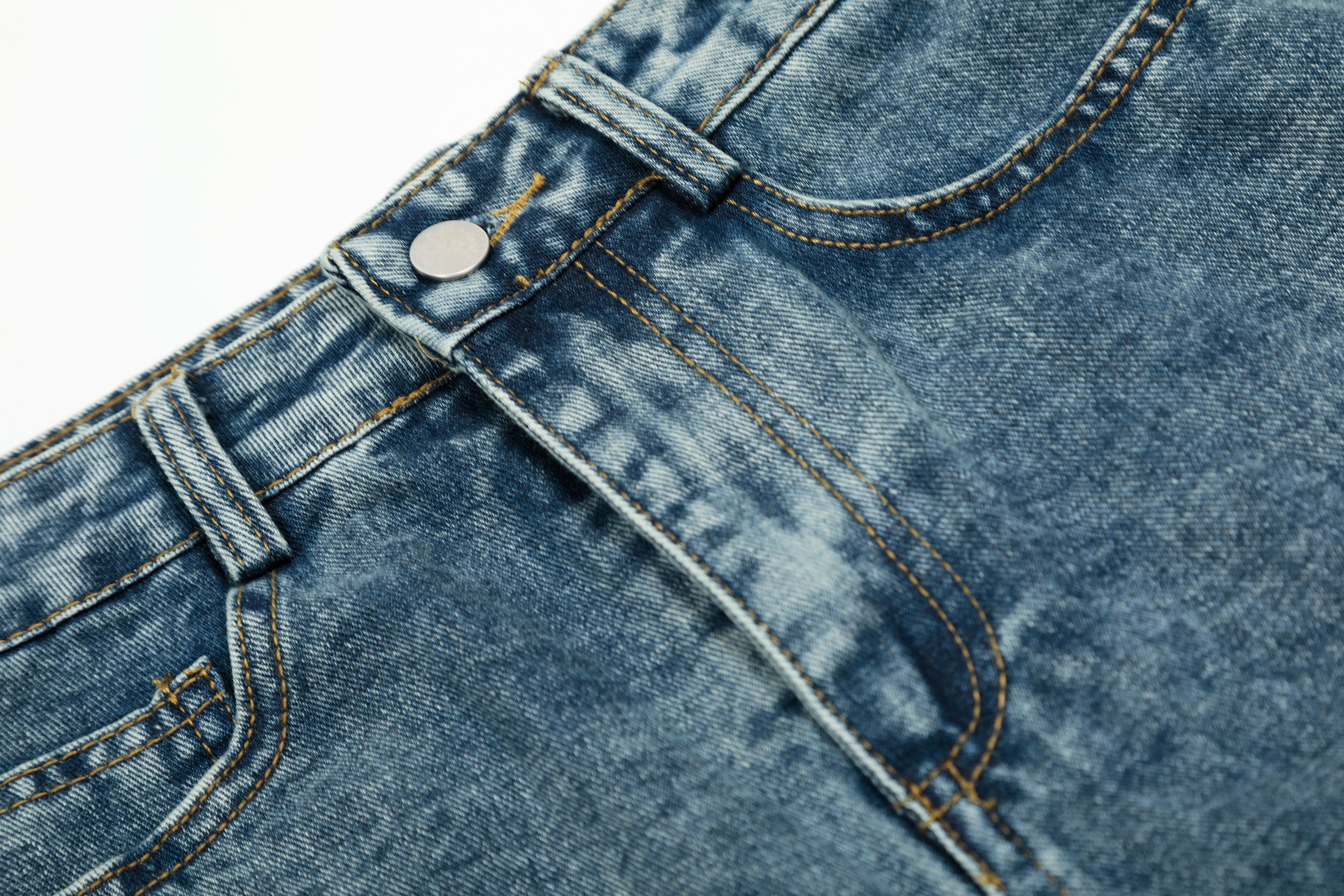 Star Stitching Washed | Wide Jeans - Santo