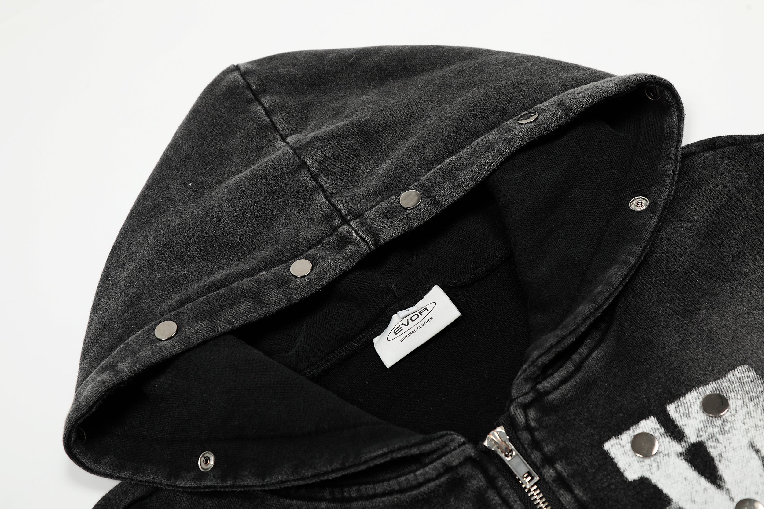 Washed Gradient | Black Zip Up Hoodie - Santo