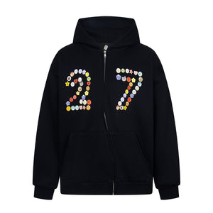 Emoji Art 27 Print | Zip-Up Hoodie - Santo