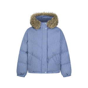 Winter Nest | Faux Fur Trimmed Plaid Puffer