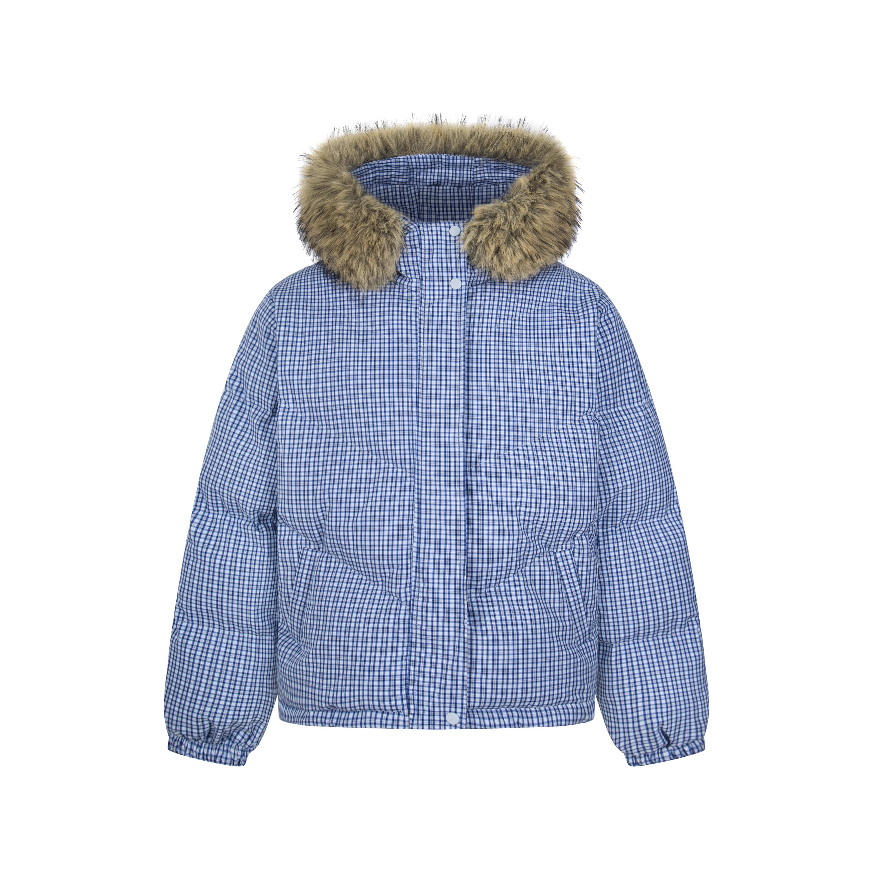 Winter Nest | Faux Fur Trimmed Plaid Puffer