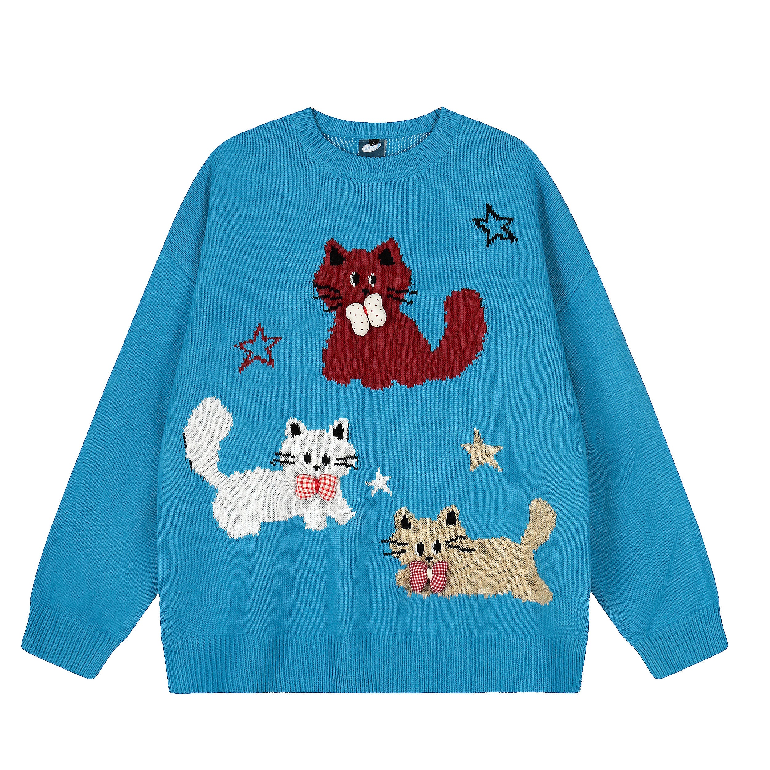 Bow Cats | Cozy Cartoon Knit Sweater